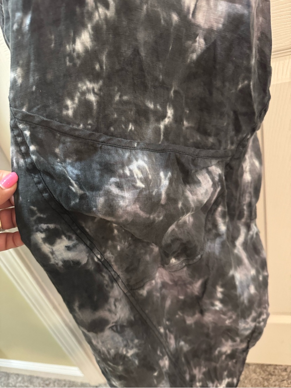 Cynthia Ashby Womens Emen Overall 100% Linen Thunder Tie Dye Size XL - Picture 4 of 16